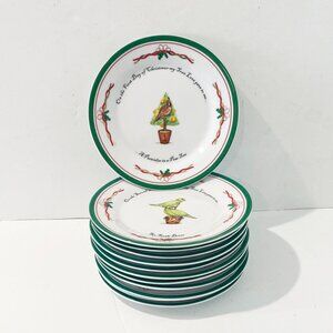 I. Godinger Twelve Days Christmas Porcelain Dessert Plates Vintage Holiday Set